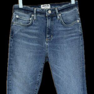 AGOLDE 90s High Rise Straight Jeans Frayed Waist 25 x34